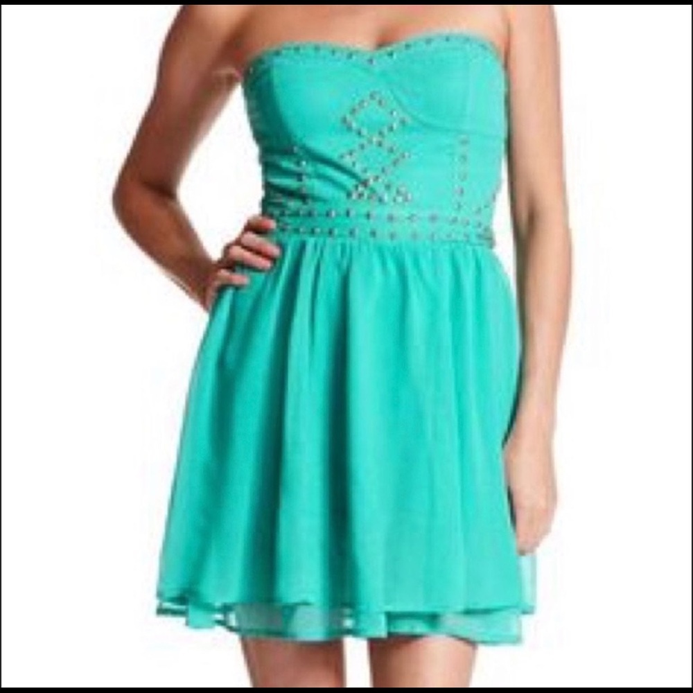Charlotte Russe studded teal chiffon dress. XL